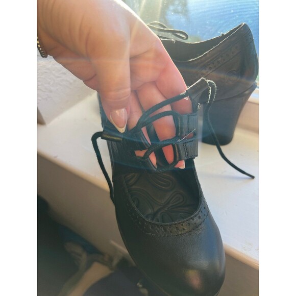 Born Rosel Black Leather Lace Up Oxford MaryJane High Heels Women’s Size 7 - Picture 7 of 12